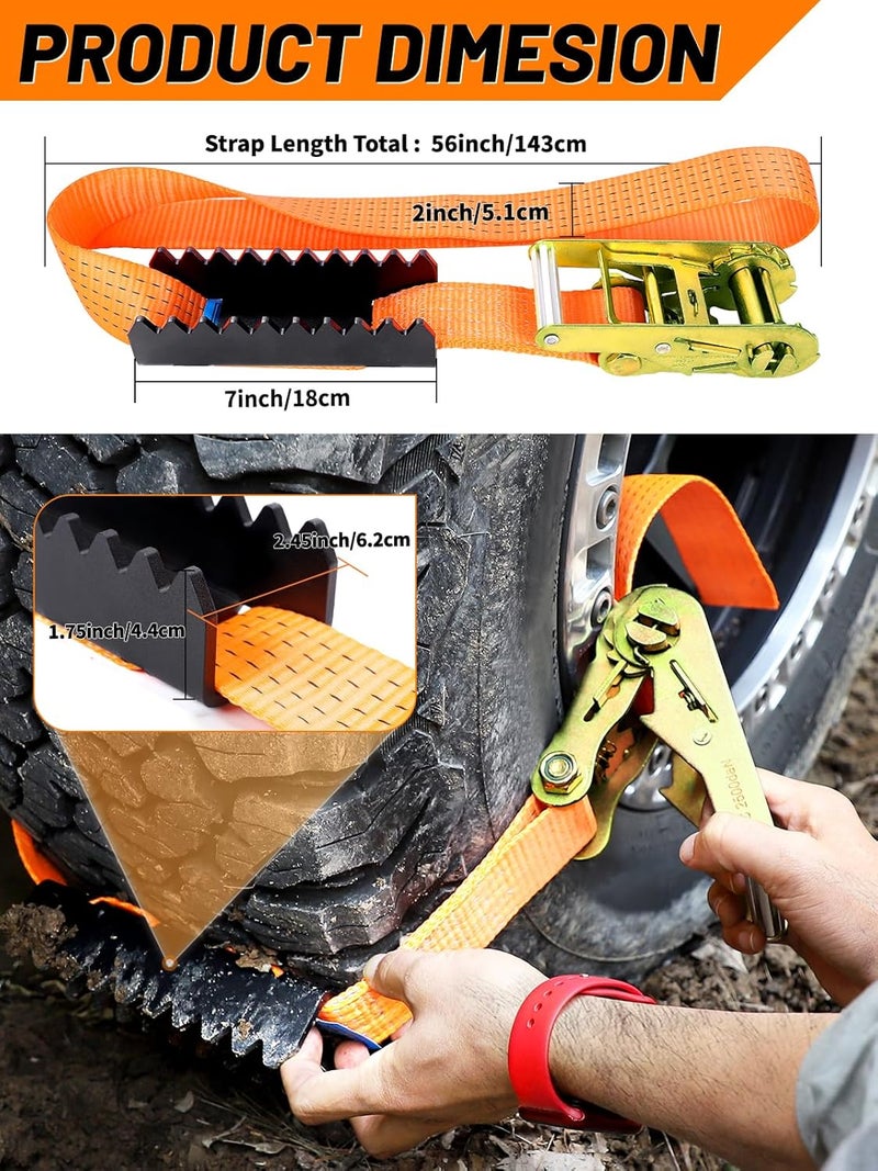 VKU Tire Metal Gripper Traction Device Traction Straps Large for Trucks Large SUVs Anti Skid Emergency Traction Aid Straps to Get Unstuck from Snow, Mud, Ice & Sand, Fit for Jeep Wrangler JK JL Bronco - Image 3